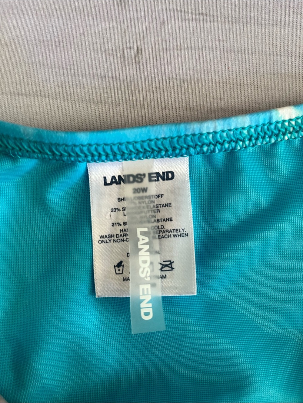 Women’s Lands’ End blue white tank top padded bra swim suit tankini. Size 20W - Picture 6 of 15